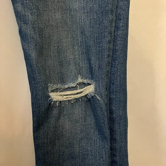 Madewell Womens Jeans 9” High Rise Skinny Distressed Raw Hem Size 26 Medium Wash - Picture 5 of 9